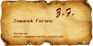 Zemanek Ferenc névjegykártya